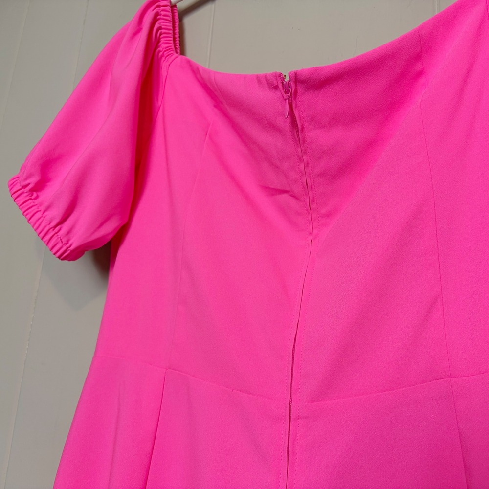 Lilly Pulitzer Jada Jumpsuit 14 Pink Isle Off the Shoulder Wide Leg Belted 14 - Picture 8 of 13